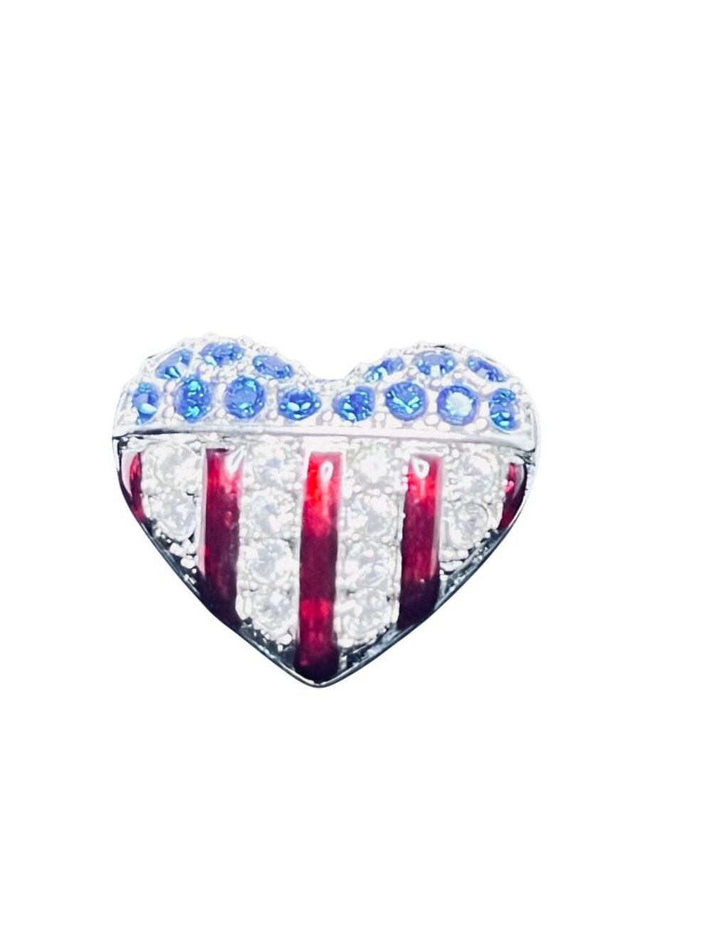 Vintage Swarovski Crystals Heart Shaped Flag Lapel Pin (5589-2)